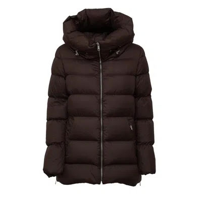 Add Hooded Side-zip Nylon Down Jacket In Black