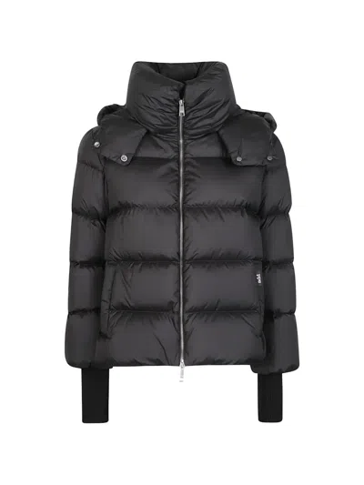 Add Hooded Single-breasted Coat In Black