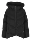 Add Lightweight Puffer Jacket With Fixed Hood And Innovative Features In Black