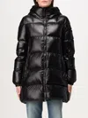 Add Womens Long Black Quilted Down Jacket With Buttons In Schwarz