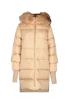Add Fur-trimmed Quilted Coat In Neutral