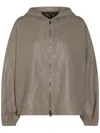Add Beige Leather Jacket In Grey