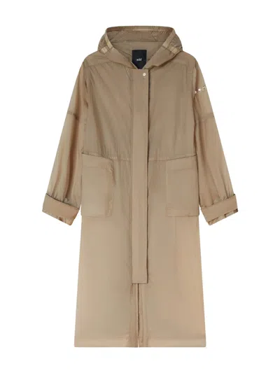 Add Long Beige Parka With Hood In Brown