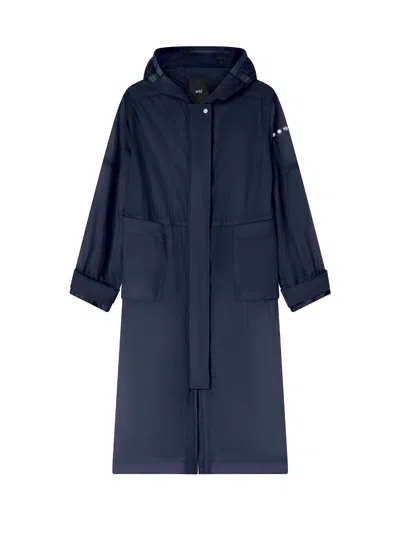 ADD LONG NAVY BLUE PARKA WITH HOOD