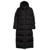 Add Long Ped Coat With Detachable Hood And Side Slits In Black