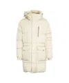 Add Long Quilted Down Coat With Ped Design In Neutral