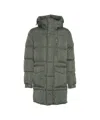 Add Long Quilted Down Jacket With Drawstring Hood In Gray