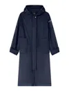 Add Long Navy Blue Parka With Hood In Blue