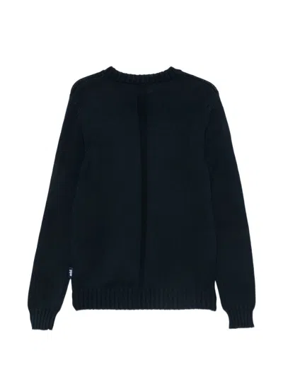 Add Navy Blue Ribbed Crewneck Sweater