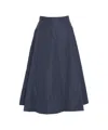 Add Ped Flared Midi Skirt With Hidden Side Zipper In Blue