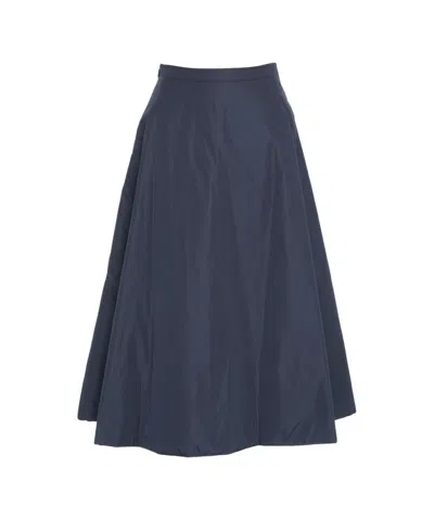 Add Ped Flared Midi Skirt With Hidden Side Zipper In Blue