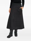 Add Wide Flared Midi Skirt With Ped Texture In Black