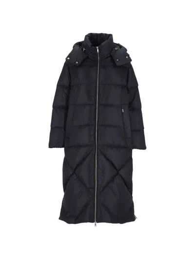 Add Quilted Hooded Coat In Black