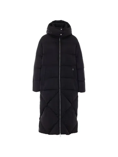 Add Quilted Hooded Ped Coat In Black
