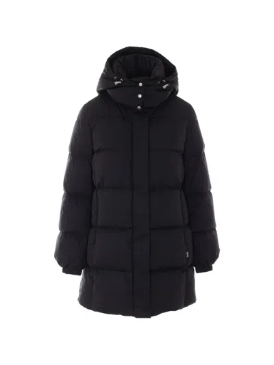 Add Quilted Hooded Ped Coat In Black