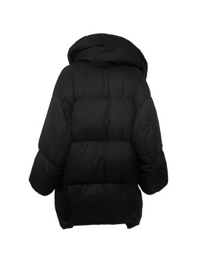 Add Quilted Oversized Coat In Black