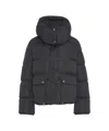 Add Quilted Puffer Jacket With High Collar And Hood In Black