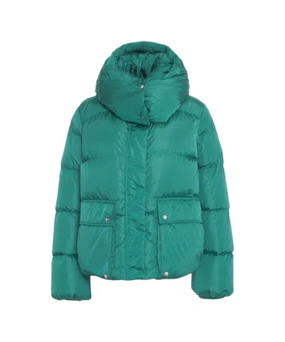 Add Quilted Puffer Jacket With High Ped Collar In Brown