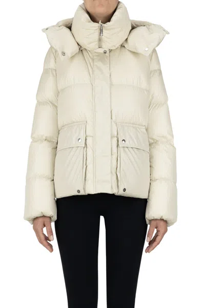 Add Quilted Short Down Jacket In Beige