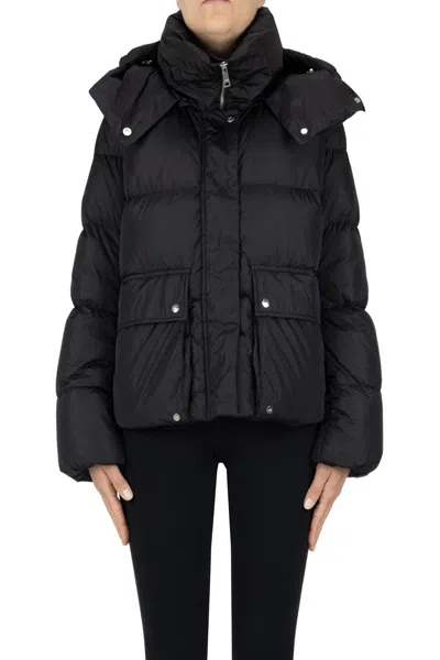 Add Quilted Short Down Jacket In Black