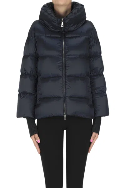 Add Quilted Short Down Jacket In Blue