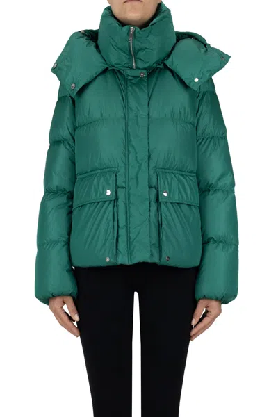 Add Quilted Short Down Jacket In Emerald Green