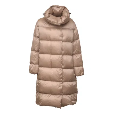 Add Rasolight Down Drawstring Neck Quilted Long Down Coat In Brown