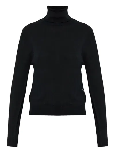 Add Roll-neck Knit Sweater In Black