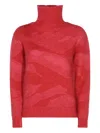 Add Roll-neck Patterned Sweater In Red