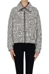Add Sequined Bouclè Down Jacket In Silver