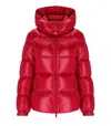 Add Shiny Cortina Red Hooded Down Jacket In Red