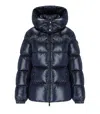 Add Shiny Pacific Blue Hooded Down Jacket In Blue