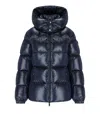 Add Shiny Pacific Blue Hooded Down Jacket In Blue