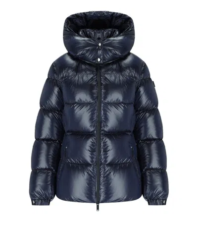 ADD SHINY PACIFIC BLUE HOODED DOWN JACKET