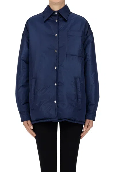 Add Shirt Style Eco-friendly Down Jacket In Navy Blue