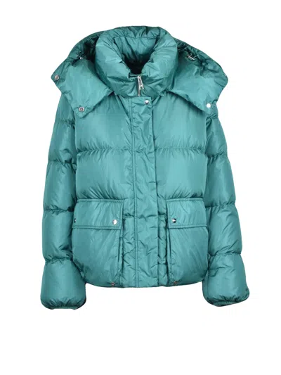 Add Short Ped Down Jacket With Detachable Hood And Functional Pockets In Yellow