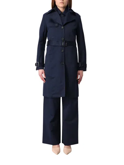 Add Single Breasted Trench In Blue