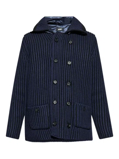 Add Striped Double-breasted Jacket In Blue