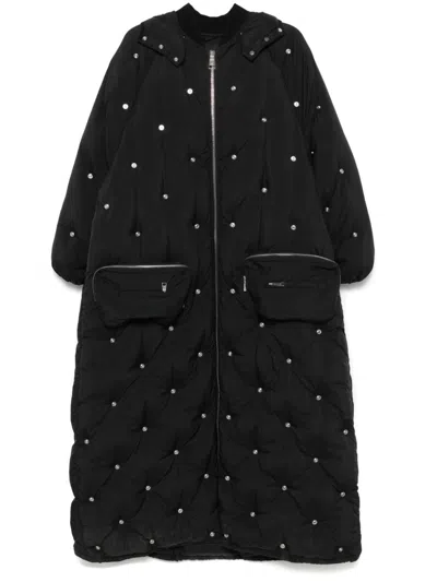 Add Stud-embellished Ped Coat In Black