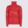 Add Roll-neck Patterned Sweater In Red