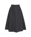 Add Wide Flared Midi Skirt With Ped Texture In Black