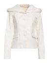 Add Woman Jacket Ivory Size 4 Linen, Polyurethane, Polyamide In White