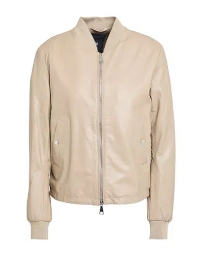 Add Woman Jacket Taupe Size 10 Shearling In Brown