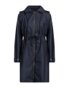 Add Woman Overcoat & Trench Coat Navy Size 6 Linen, Polyurethane In Navy Blue