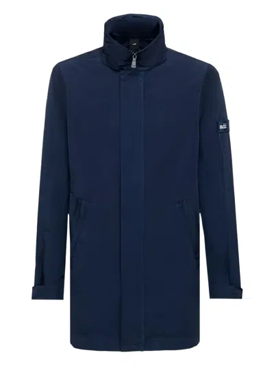 Add Zip-front Patch-pocket Coat In Blue