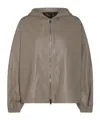 Add Beige Leather Jacket In Gray