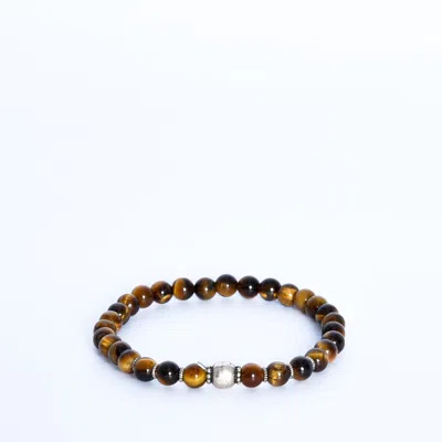 Addicted2 Men's Silver / Brown / Yellow Nirvana Bracelet In Sterling Silver & Tiger's Eye