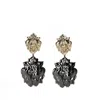 Addicted2 Women's Black / Gold Heritage Gold Silver Plated Lion Head Earrings In Multi