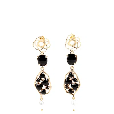 Addicted2 Women's Black / Gold Juno Chandelier Earrings Black Color