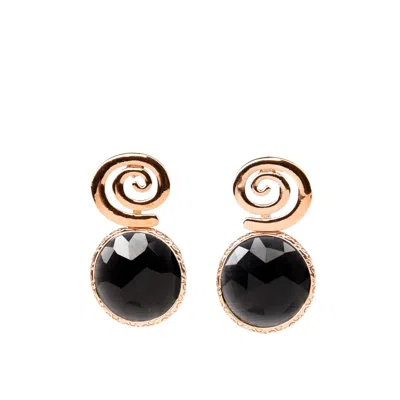 Addicted2 Women's Black / Rose Gold Estia Rose Gold Earrings In Black/rose Gold
